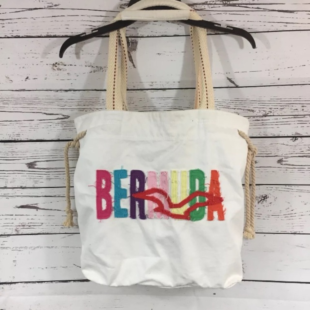 Bermuda Embroidered Beach Bag Draw String Tote